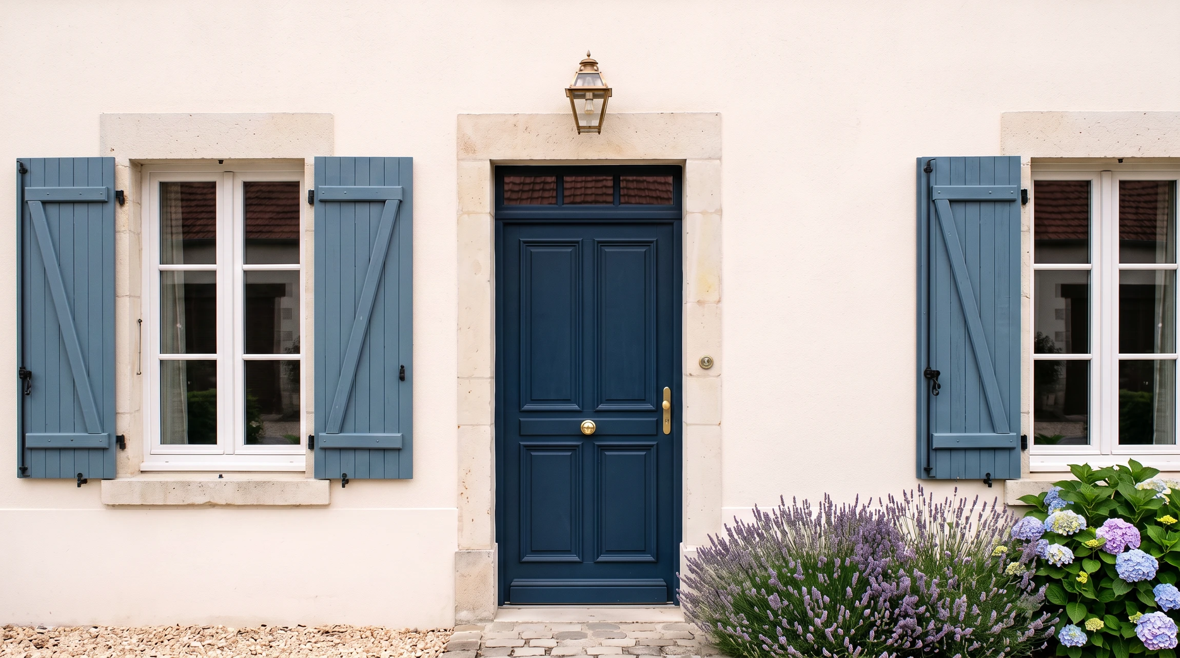 Porte d'entrée sécurisée avec serrure multipoints visible, poignée en acier inoxydable et clés insérées